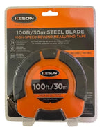 KESON Tape Measure , 100 ft / 30 m Steel Blade, Orange - ST18M1003X