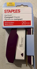 Staples One Touch Compact Stapler - Reduced effort 20 Sheets - Purple Color